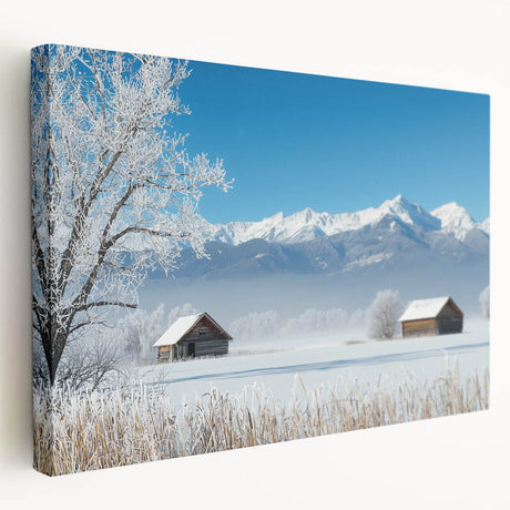 Stretched canvas artwork showcasing a vibrant landscape of golden fields under a dramatic blue sky, ideal for home decor and nature enthusiasts. This piece adds a serene touch to interior spaces, enhancing the aesthetic with its bold colors and tranquil scene.