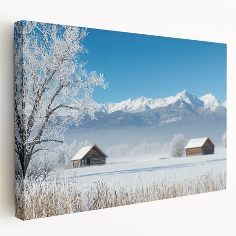 Stretched canvas artwork showcasing a vibrant landscape of golden fields under a dramatic blue sky, ideal for home decor and nature enthusiasts. This piece adds a serene touch to interior spaces, enhancing the aesthetic with its bold colors and tranquil scene.