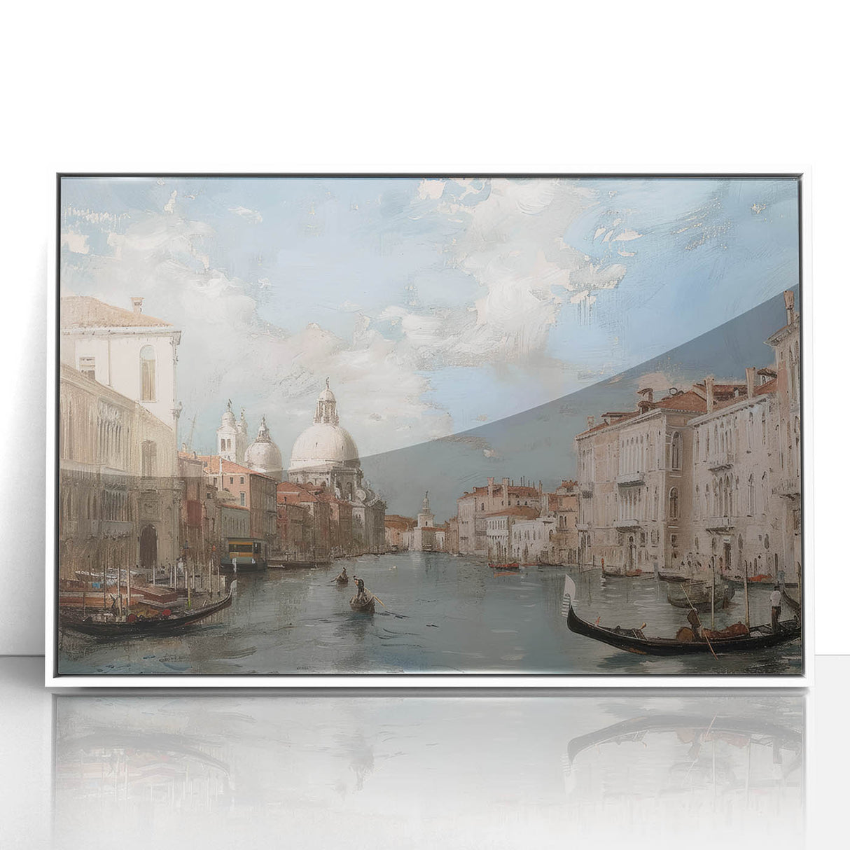 Framed acrylic artwork showcasing a vibrant landscape design with a white border, perfect for modern home decor, enhancing any living space's aesthetic appeal.