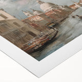 Rolled canvas showcasing a vibrant African landscape artwork with rich colors and intricate details, elegantly packaged in a durable cardboard tube for safe shipping.