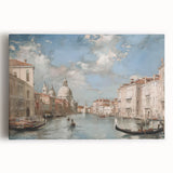 Vibrant stretched canvas artwork depicting a serene landscape scene, featuring lush green hills and a colorful sunset, ideal for home decor or art enthusiasts.