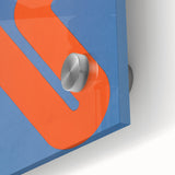 Modern Wall Art Print - Bold Abstract Shapes in Blue and Orange - Retro Decor