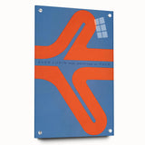 Modern Wall Art Print - Bold Abstract Shapes in Blue and Orange - Retro Decor