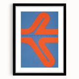 Modern Wall Art Print - Bold Abstract Shapes in Blue and Orange - Retro Decor