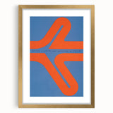 Modern Wall Art Print - Bold Abstract Shapes in Blue and Orange - Retro Decor