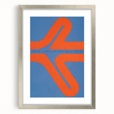 Modern Wall Art Print - Bold Abstract Shapes in Blue and Orange - Retro Decor