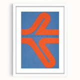 Modern Wall Art Print - Bold Abstract Shapes in Blue and Orange - Retro Decor
