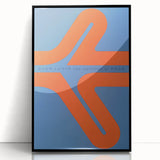 Modern Wall Art Print - Bold Abstract Shapes in Blue and Orange - Retro Decor