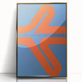Modern Wall Art Print - Bold Abstract Shapes in Blue and Orange - Retro Decor