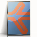 Modern Wall Art Print - Bold Abstract Shapes in Blue and Orange - Retro Decor