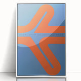Modern Wall Art Print - Bold Abstract Shapes in Blue and Orange - Retro Decor
