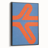 Modern Wall Art Print - Bold Abstract Shapes in Blue and Orange - Retro Decor