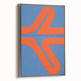Modern Wall Art Print - Bold Abstract Shapes in Blue and Orange - Retro Decor