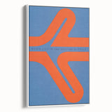 Modern Wall Art Print - Bold Abstract Shapes in Blue and Orange - Retro Decor