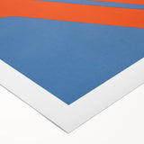 Modern Wall Art Print - Bold Abstract Shapes in Blue and Orange - Retro Decor