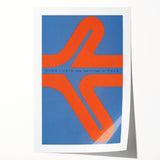 Modern Wall Art Print - Bold Abstract Shapes in Blue and Orange - Retro Decor