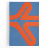 Modern Wall Art Print - Bold Abstract Shapes in Blue and Orange - Retro Decor