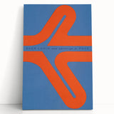 Modern Wall Art Print - Bold Abstract Shapes in Blue and Orange - Retro Decor