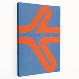 Modern Wall Art Print - Bold Abstract Shapes in Blue and Orange - Retro Decor