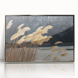 Mid-century modernist art of vibrant florals in soft pastel shades, framed in acrylic, ideal for nursery wall decor.