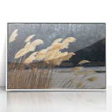 Art deco poster of floral close-ups in vibrant colors, framed in white acrylic, suitable for nursery wall art.