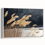 Extra large framed canvas vintage poster art featuring colorful floral close-ups on a black background.