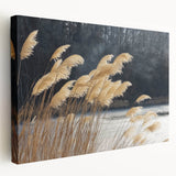 Close-up floral image on a large stretched canvas, featuring vibrant red and green tones, suitable for kitchen wall art.