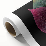 Art deco poster of close-up green leaves on a rolled canvas, suitable for nursery wall art or dining room decor.
