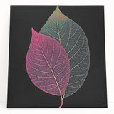 Close-up of leaves in black and white on a large stretched canvas, ideal for kitchen wall art.