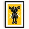 Unique Pop Art Wall Art – Vibrant KAWS-Inspired Figure on Yellow Background