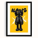 Unique Pop Art Wall Art – Vibrant KAWS-Inspired Figure on Yellow Background