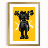 Unique Pop Art Wall Art – Vibrant KAWS-Inspired Figure on Yellow Background
