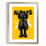 Unique Pop Art Wall Art – Vibrant KAWS-Inspired Figure on Yellow Background