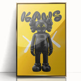 Unique Pop Art Wall Art – Vibrant KAWS-Inspired Figure on Yellow Background