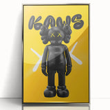Unique Pop Art Wall Art – Vibrant KAWS-Inspired Figure on Yellow Background