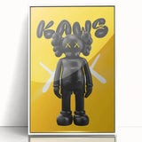 Unique Pop Art Wall Art – Vibrant KAWS-Inspired Figure on Yellow Background