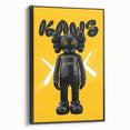 Unique Pop Art Wall Art – Vibrant KAWS-Inspired Figure on Yellow Background