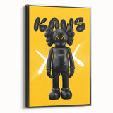 Unique Pop Art Wall Art – Vibrant KAWS-Inspired Figure on Yellow Background