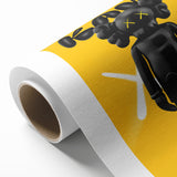 Unique Pop Art Wall Art – Vibrant KAWS-Inspired Figure on Yellow Background