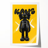 Unique Pop Art Wall Art – Vibrant KAWS-Inspired Figure on Yellow Background