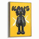 Unique Pop Art Wall Art – Vibrant KAWS-Inspired Figure on Yellow Background