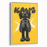Unique Pop Art Wall Art – Vibrant KAWS-Inspired Figure on Yellow Background