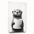 Bathroom Artwork - Minimalist Otter Holding Toilet Roll Wall Decor