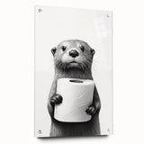 Bathroom Artwork - Minimalist Otter Holding Toilet Roll Wall Decor