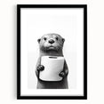 Bathroom Artwork - Minimalist Otter Holding Toilet Roll Wall Decor
