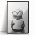Bathroom Artwork - Minimalist Otter Holding Toilet Roll Wall Decor