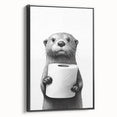 Bathroom Artwork - Minimalist Otter Holding Toilet Roll Wall Decor
