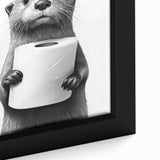 Bathroom Artwork - Minimalist Otter Holding Toilet Roll Wall Decor