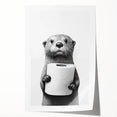Bathroom Artwork - Minimalist Otter Holding Toilet Roll Wall Decor