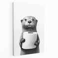 Bathroom Artwork - Minimalist Otter Holding Toilet Roll Wall Decor